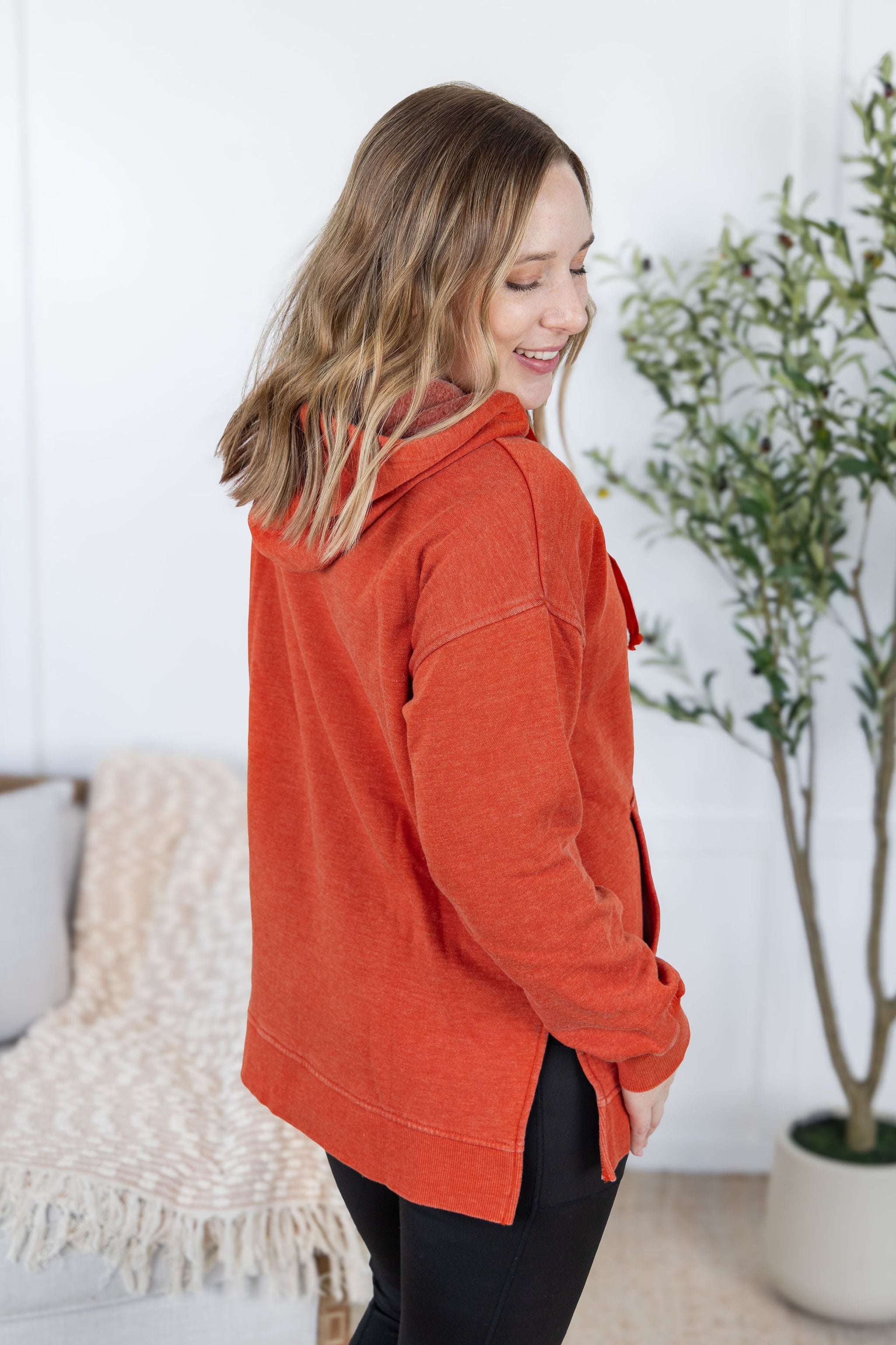 Vintage Wash Hoodie - Rust