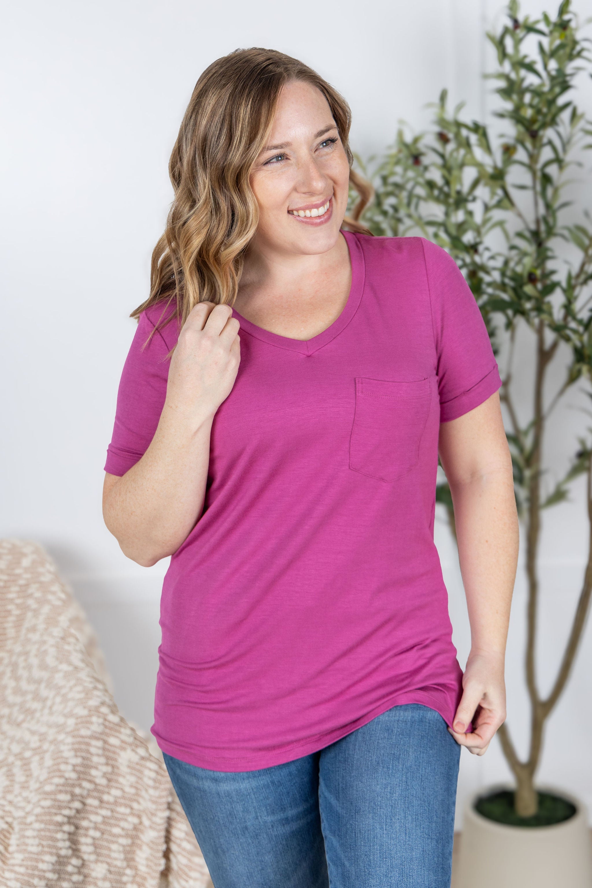 Sophie Pocket Tee - Magenta