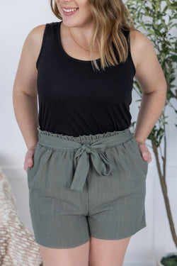 Libby Linen Shorts - Olive