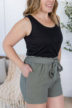 Libby Linen Shorts - Olive