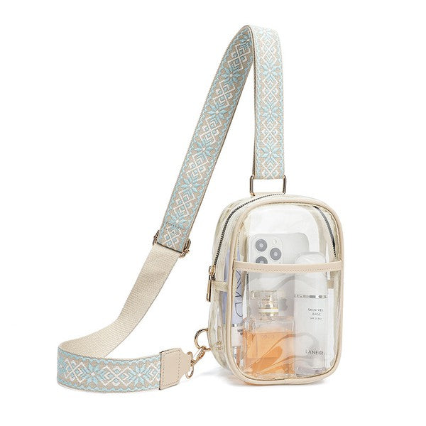 Easy Travels Clear Stadium Sling Crossbody Bag