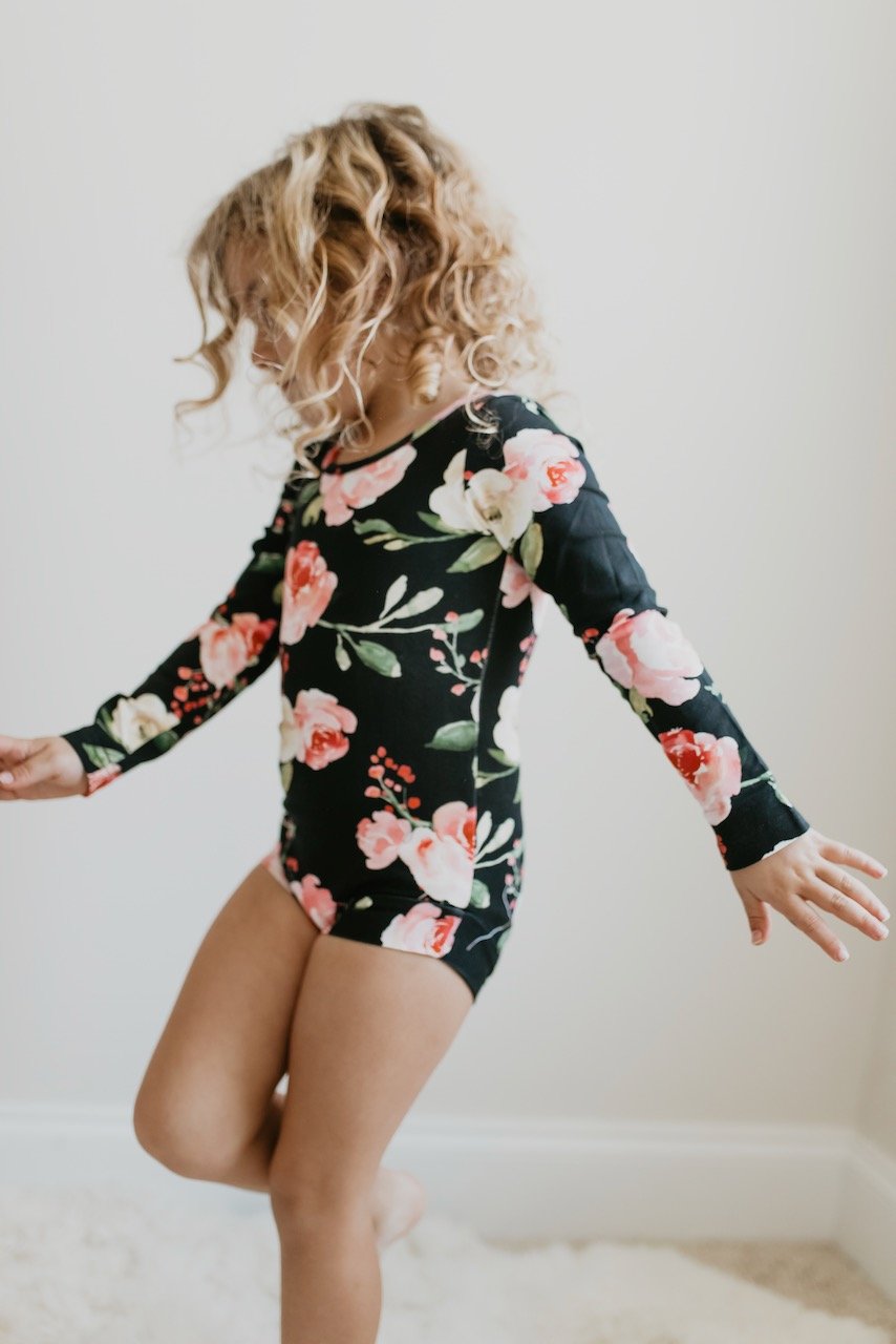 Black Floral Leotard