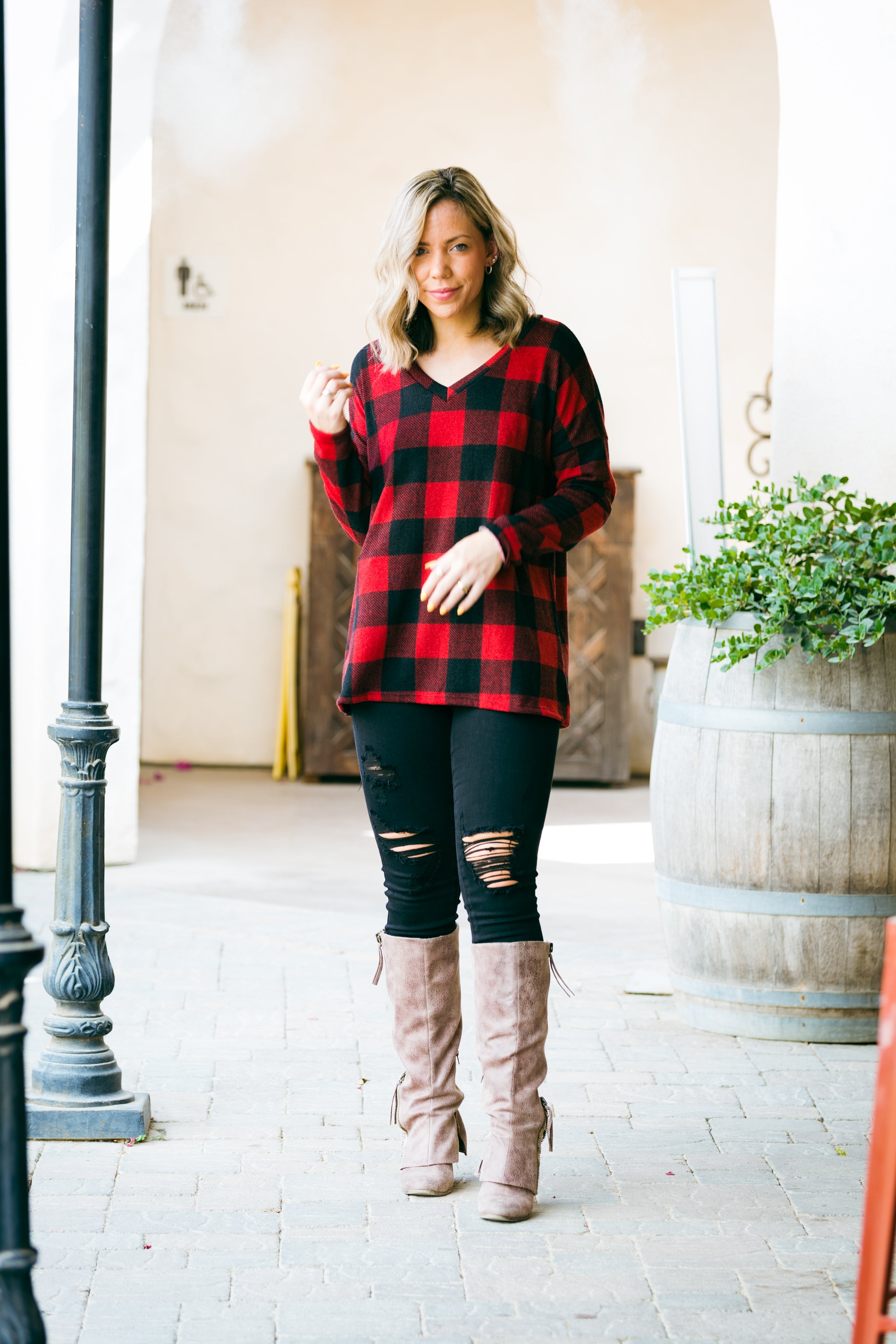 Mad About Plaid Pullover - Red