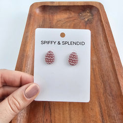 Easter Egg Studs - Pastel Pink Glitter