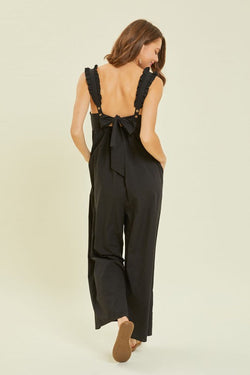 Wide Leg Jumpsuit Featured with Back Tie Detail