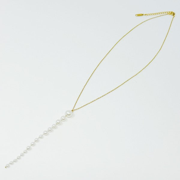 Gradiant Long Pearl Drop Necklace