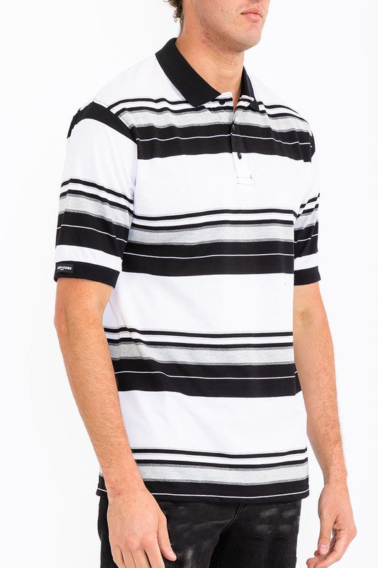 Old School Striped Pique Polo Shirt