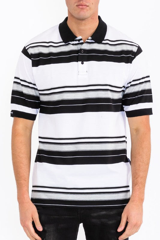 Old School Striped Pique Polo Shirt