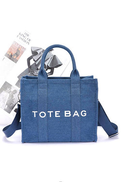 Denim Convertible Small Tote Bag