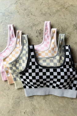 RTS: Checker Bra & Biker Short Set