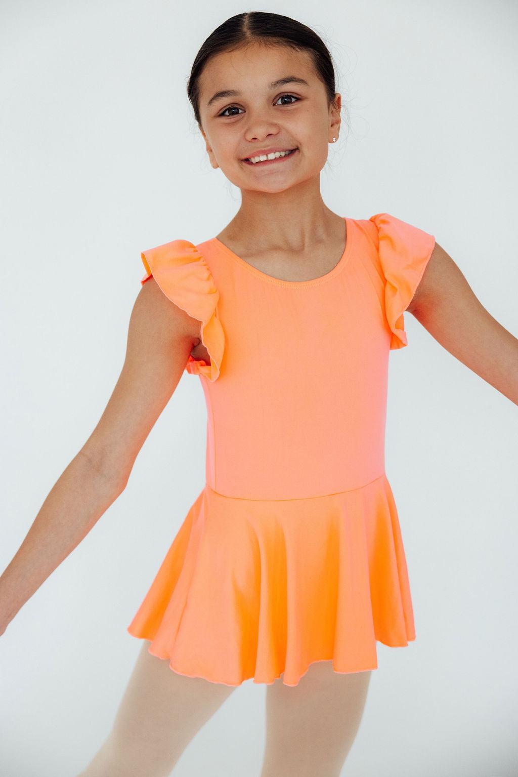 Neon Coral S/S Twirl Leotard
