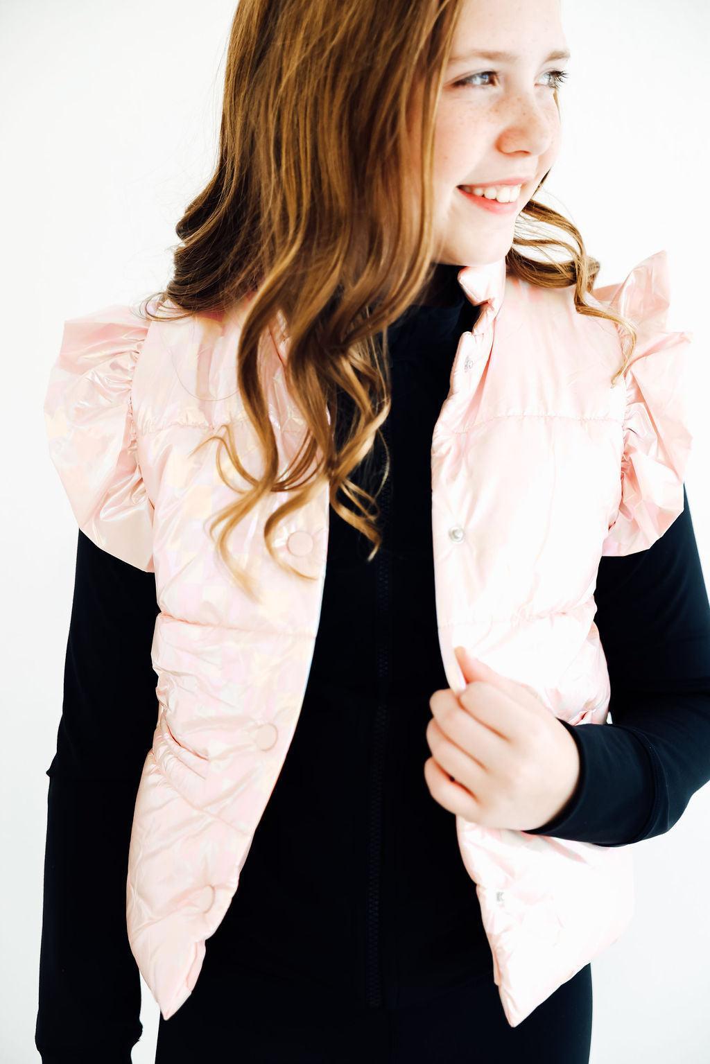 Light Pink Checker Puffer Vest
