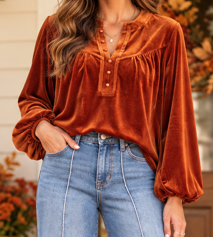 V Neck Velvet Top WTW