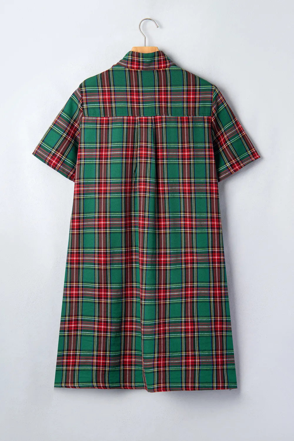 Green Plaid Button Short Sleeve Dress WTW