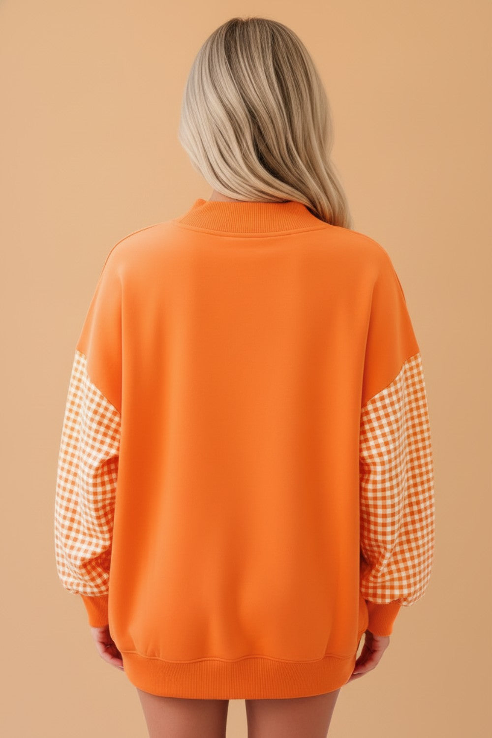 JOLLY & SPOOKY Gingham Patchwork Oversized Sweatshirt