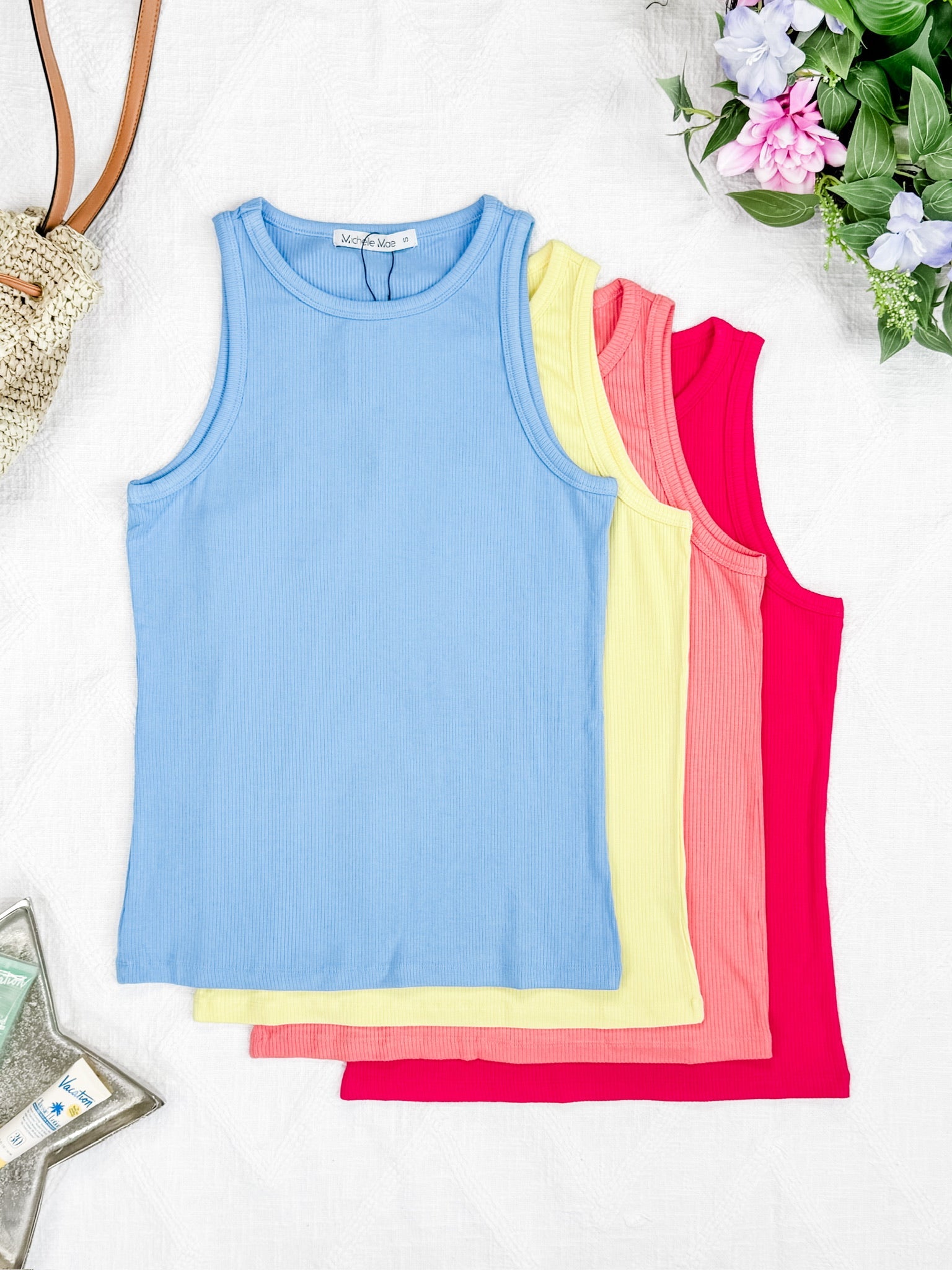 Tara Ribbed Tank - Light Blue