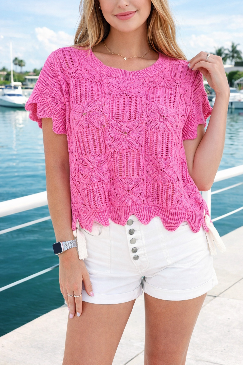Bow Scallop Trim Sweater WTW