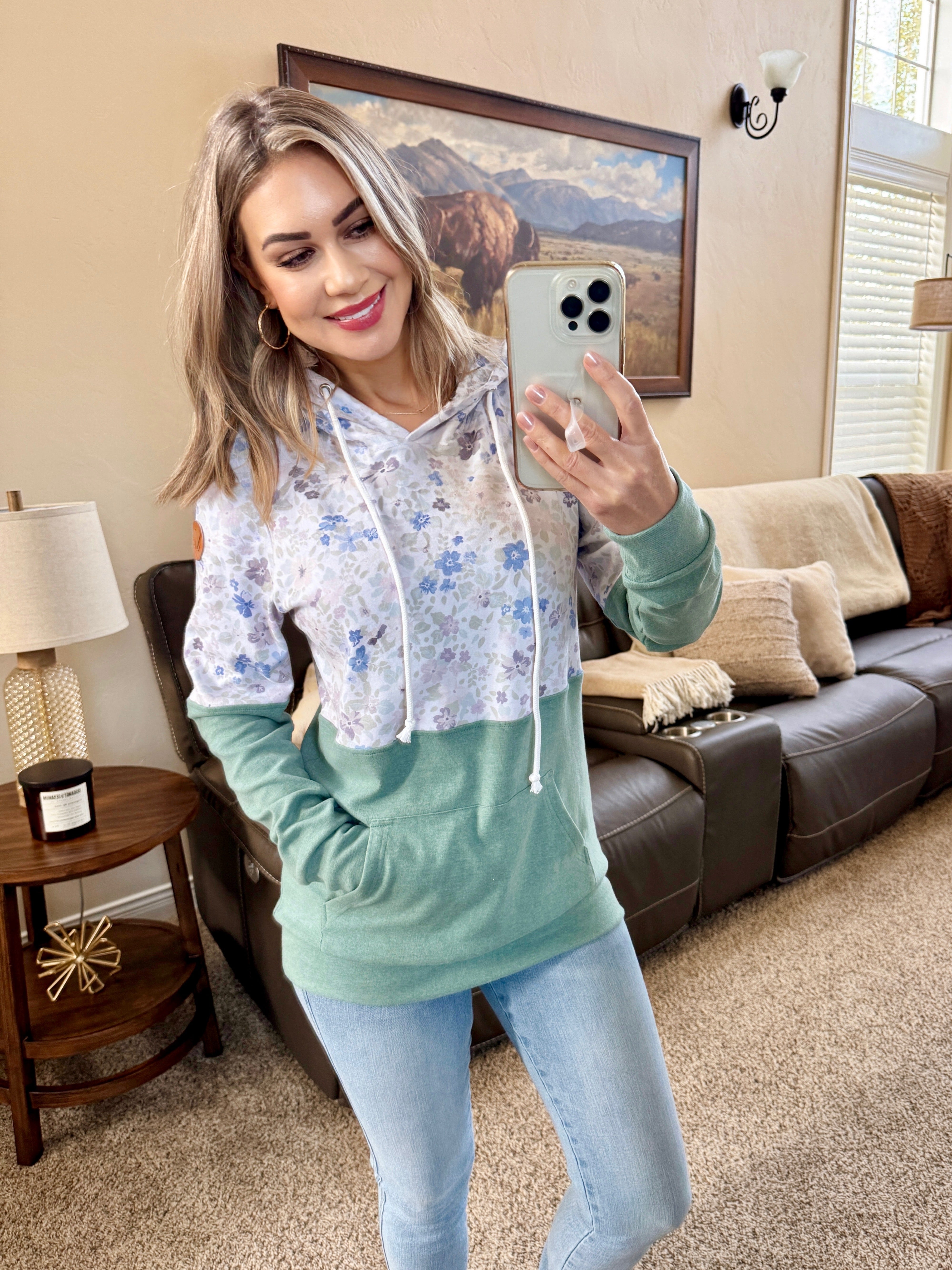 Hailey Pullover Hoodie - Spring Meadows and Sage