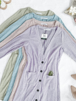 Colbie Ribbed Cardigan - Lavender