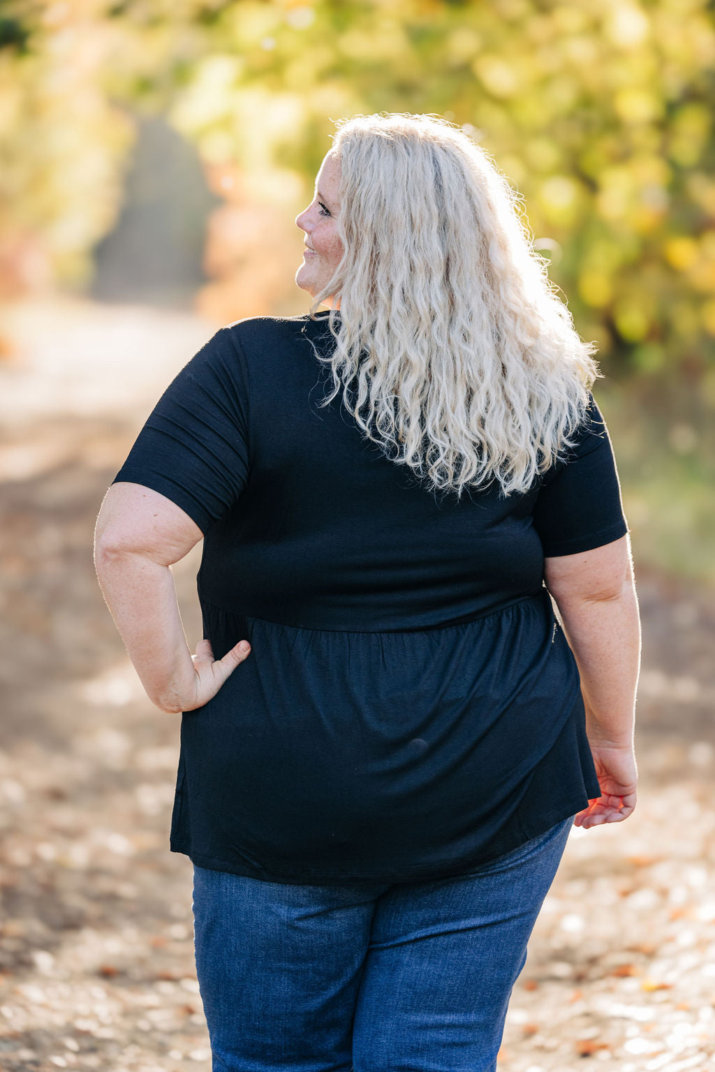 Sarah Ruffle Short Sleeve - Black