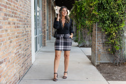 PreOrder | The Amelia - Black And White Plaid Jogger Skirt