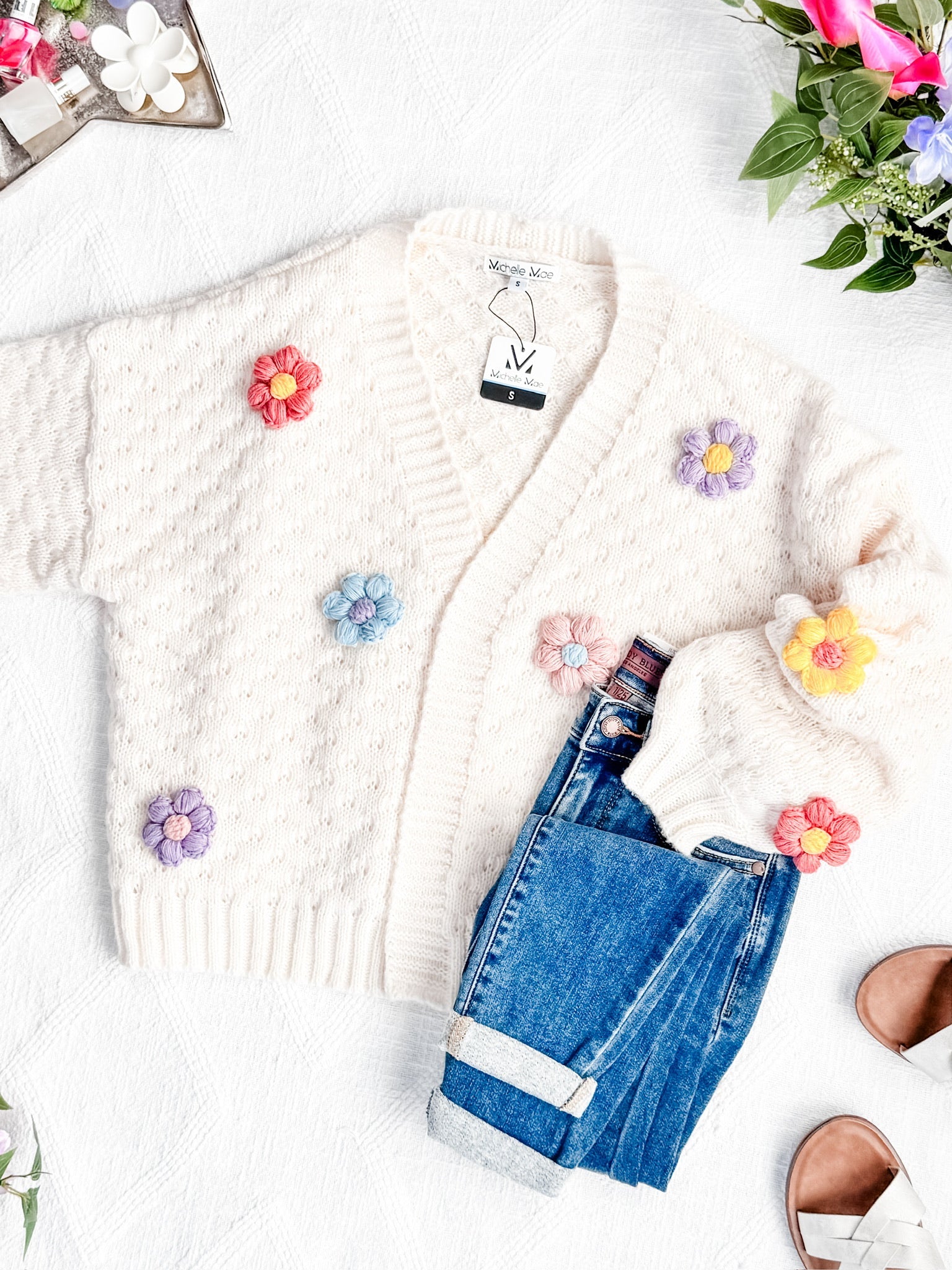 Flower Cardigan - Ivory