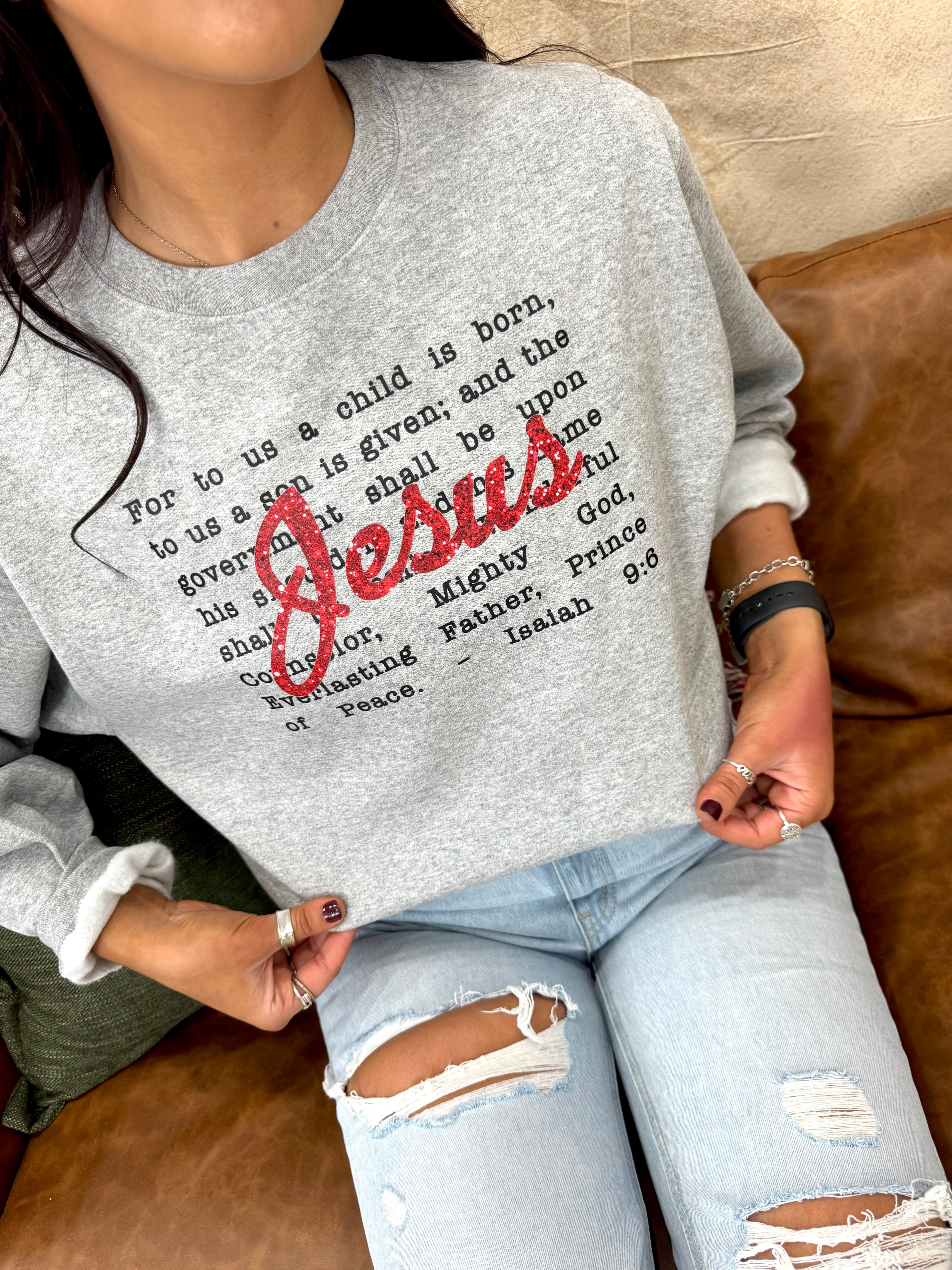 Faux Glitter Jesus Graphic Tee or Sweatshirt