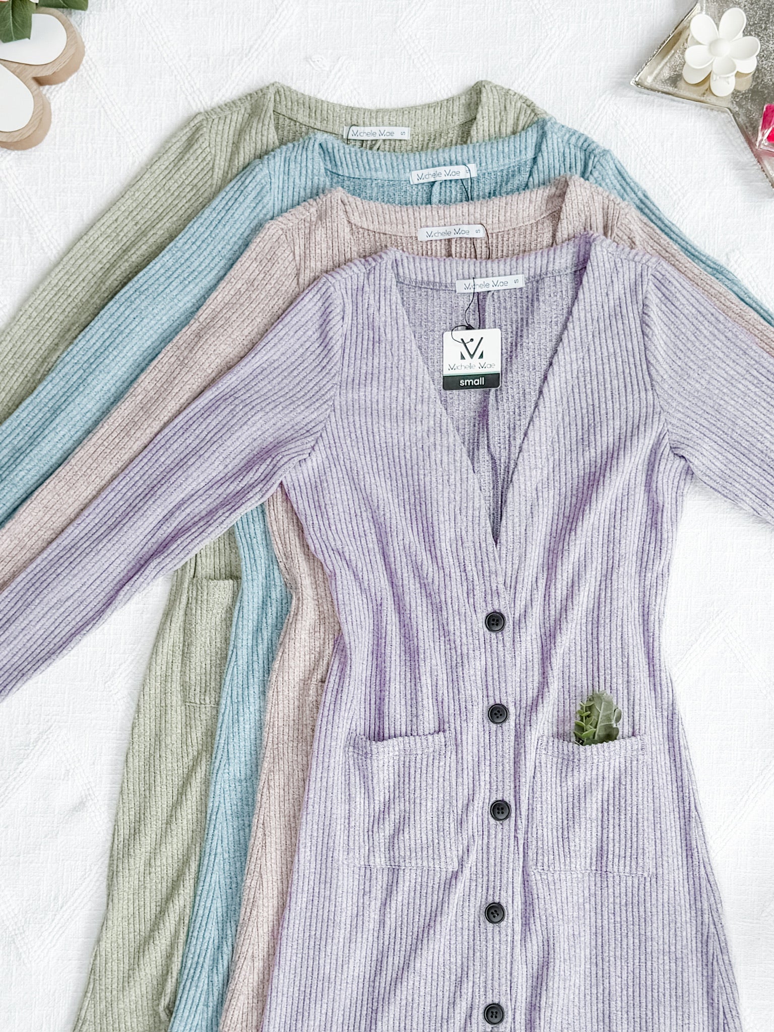 Colbie Ribbed Cardigan - Lavender