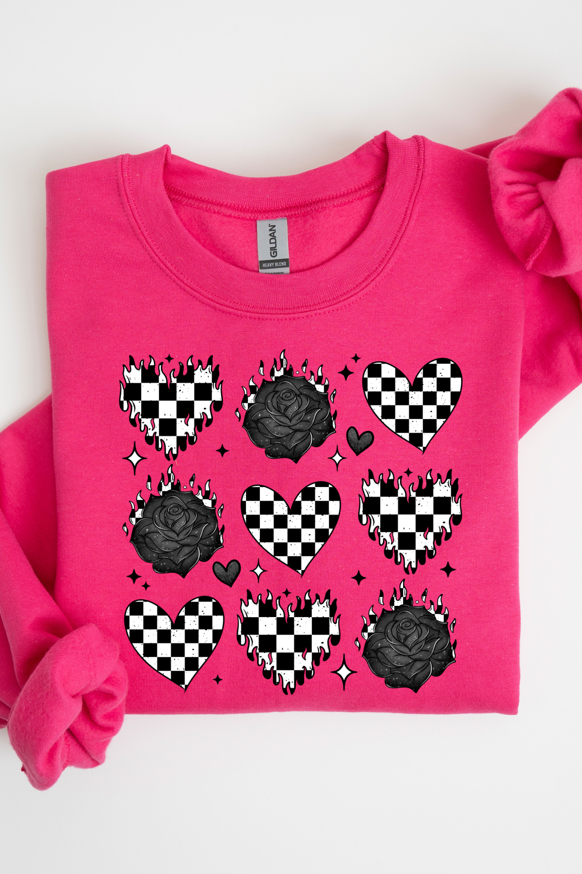 Checkerboard Hearts & Roses Sweatshirt