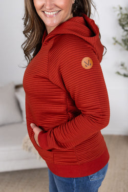 Tatum Textured Pullover Hoodie - Rust