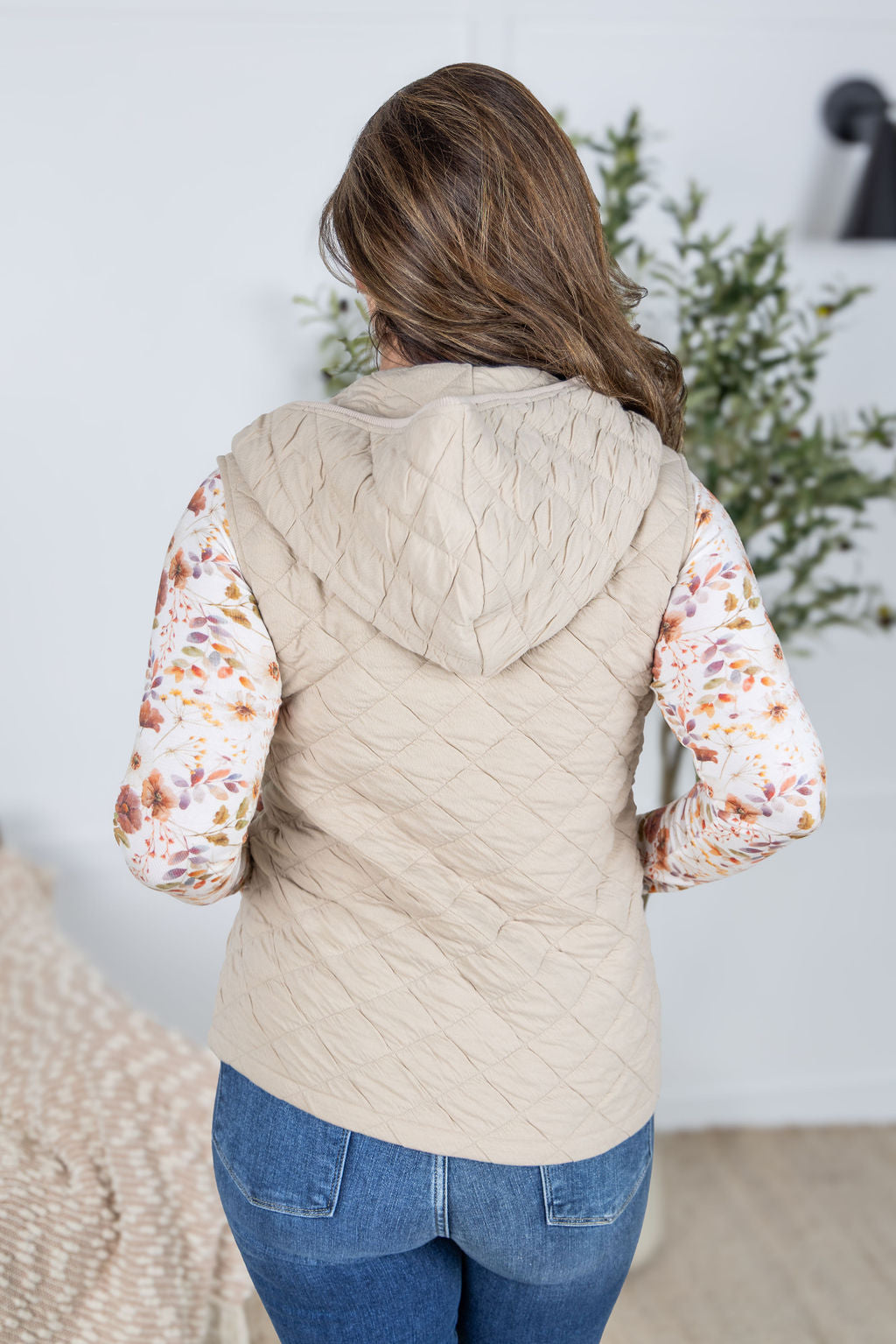 Heather Hooded Vest - Beige