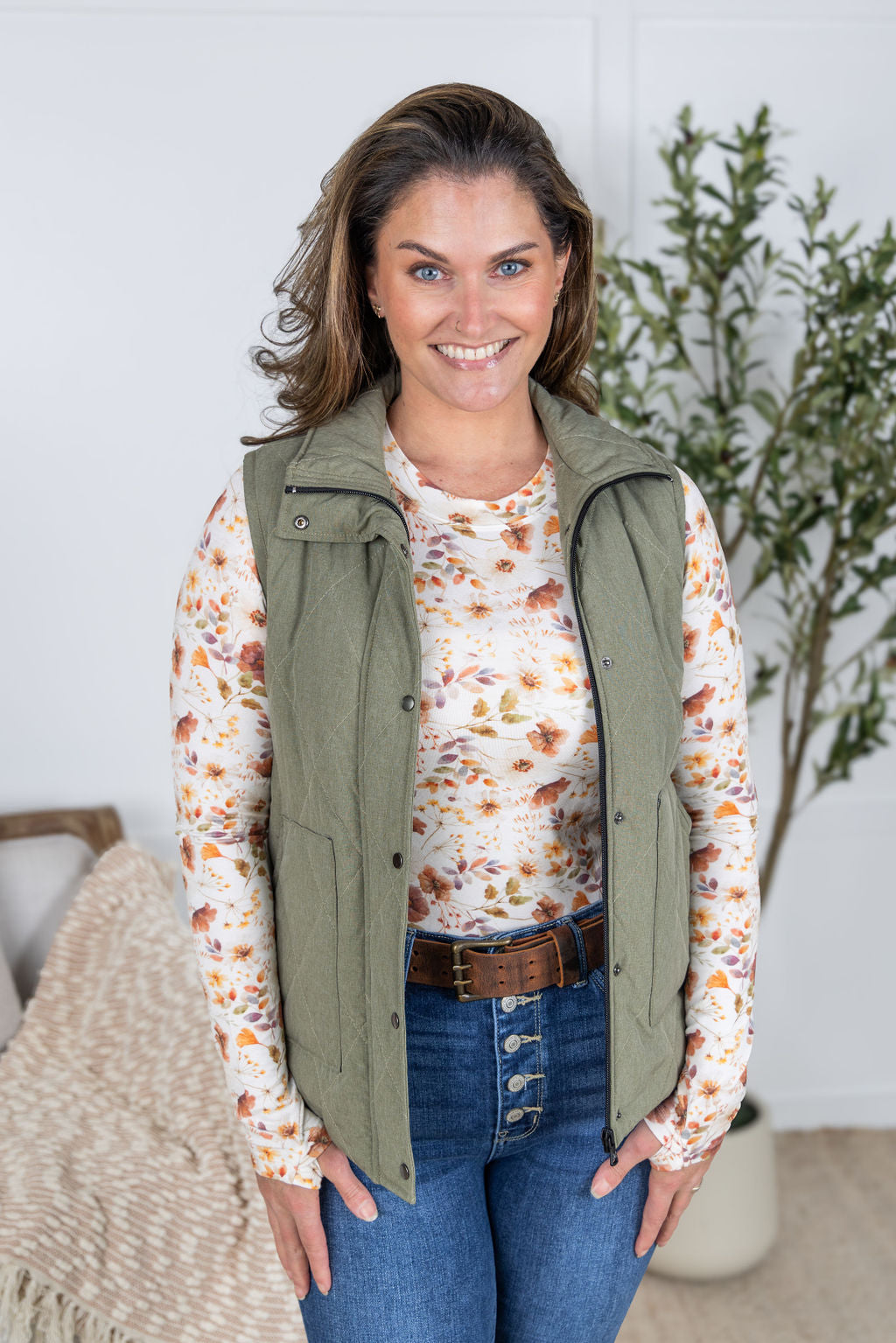 Remy Zip Up Vest - Heathered Sage