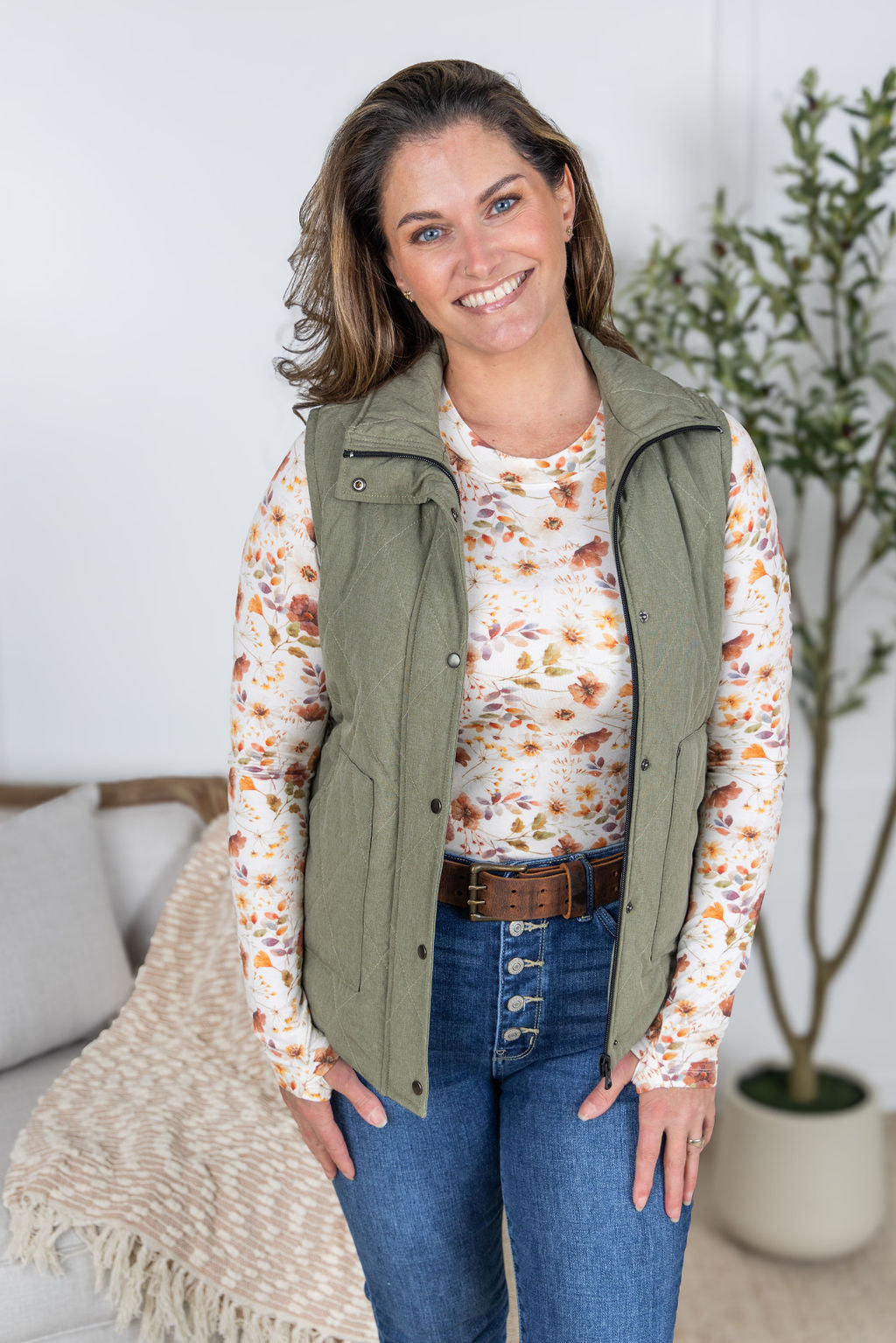 Remy Zip Up Vest - Heathered Sage