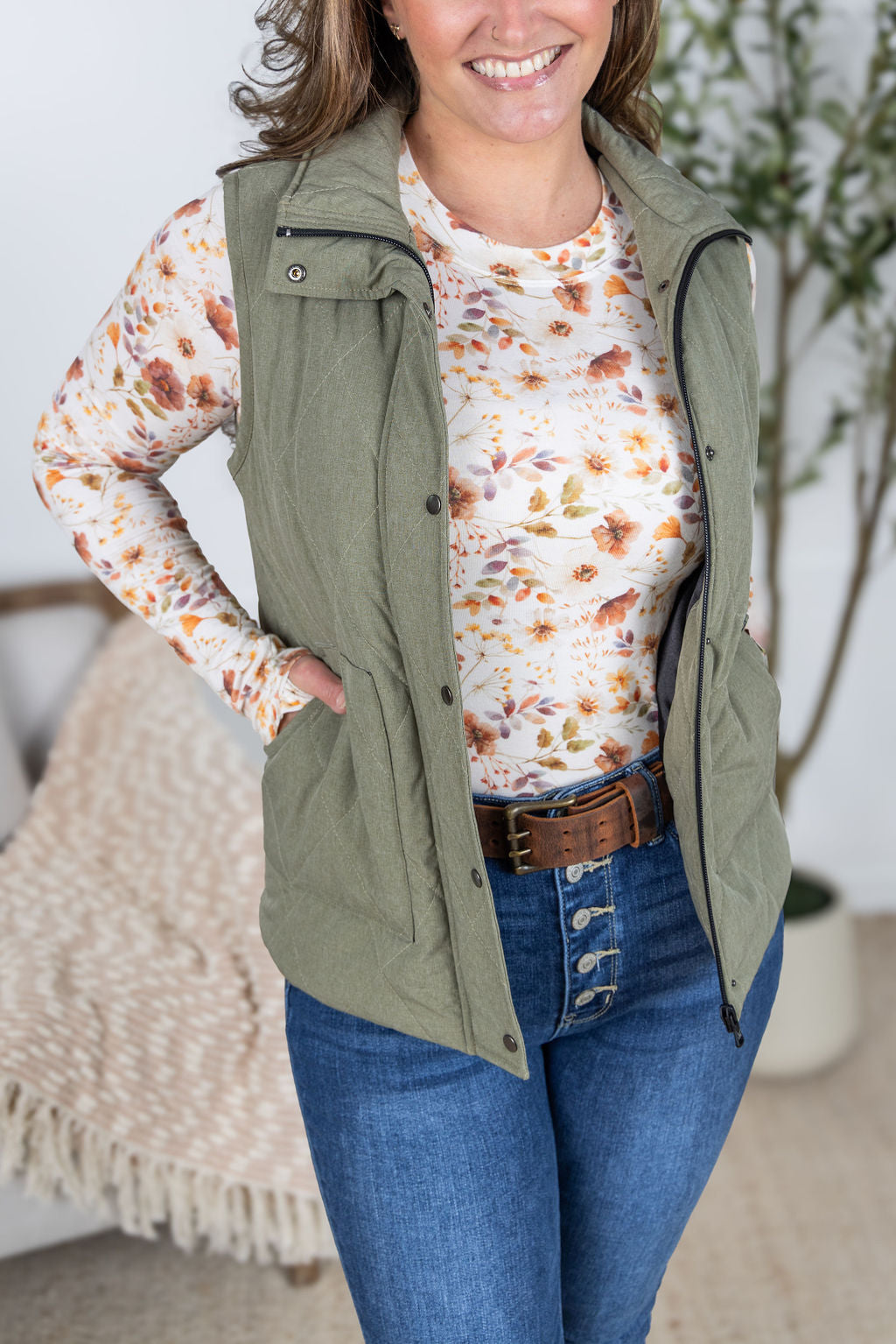 Remy Zip Up Vest - Heathered Sage