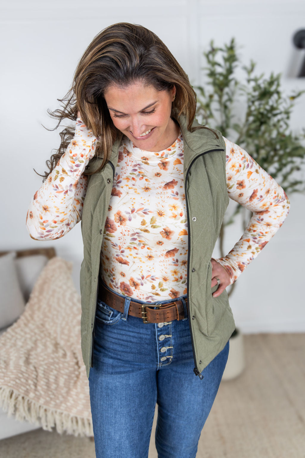 Remy Zip Up Vest - Heathered Sage