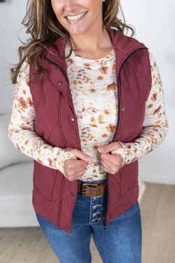 Remy Zip Up Vest - Heathered Burgundy