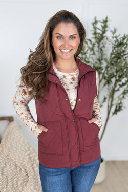 Remy Zip Up Vest - Heathered Burgundy