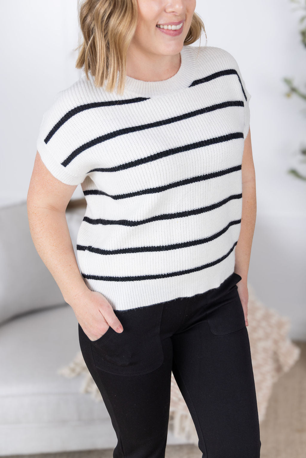 Striped Sweater Top - Ivory