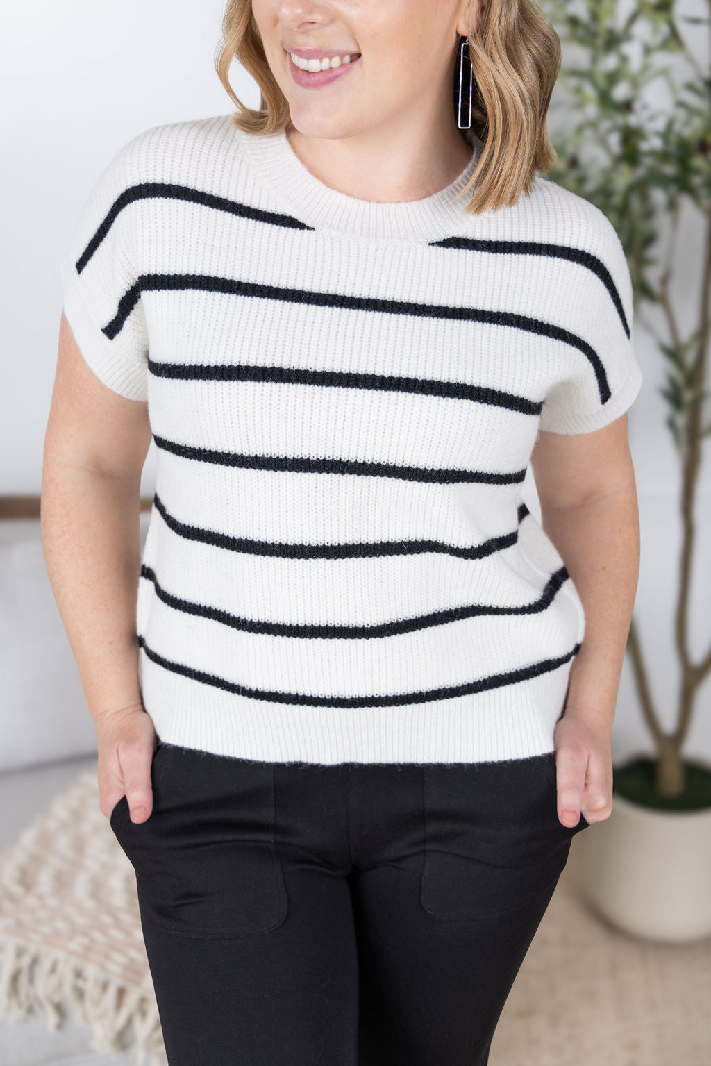 Striped Sweater Top - Ivory
