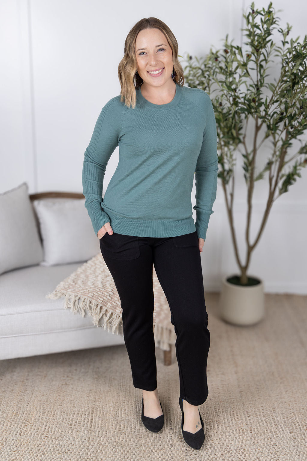 Ella Long Sleeve Top - Sage