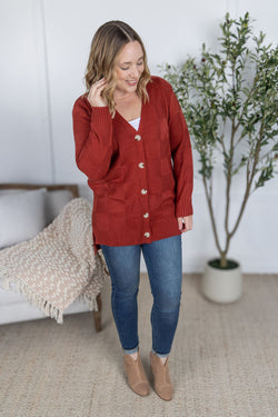 Chelsea Checkered Cardigan - Brick