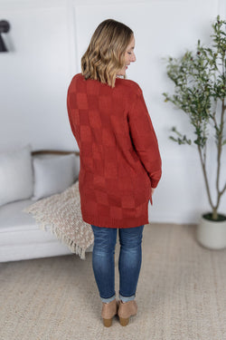 Chelsea Checkered Cardigan - Brick
