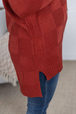 Chelsea Checkered Cardigan - Brick