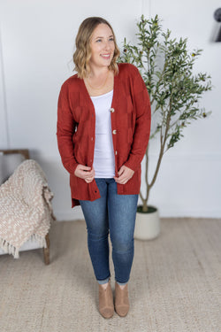 Chelsea Checkered Cardigan - Brick