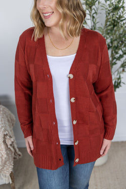 Chelsea Checkered Cardigan - Brick
