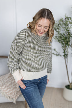 Charlotte Sweater - Olive and Cream