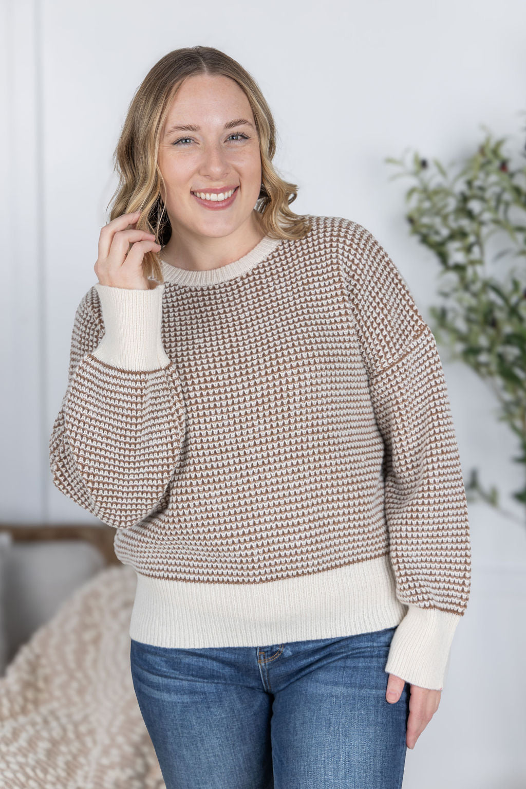 Charlotte Sweater - Mocha and Cream