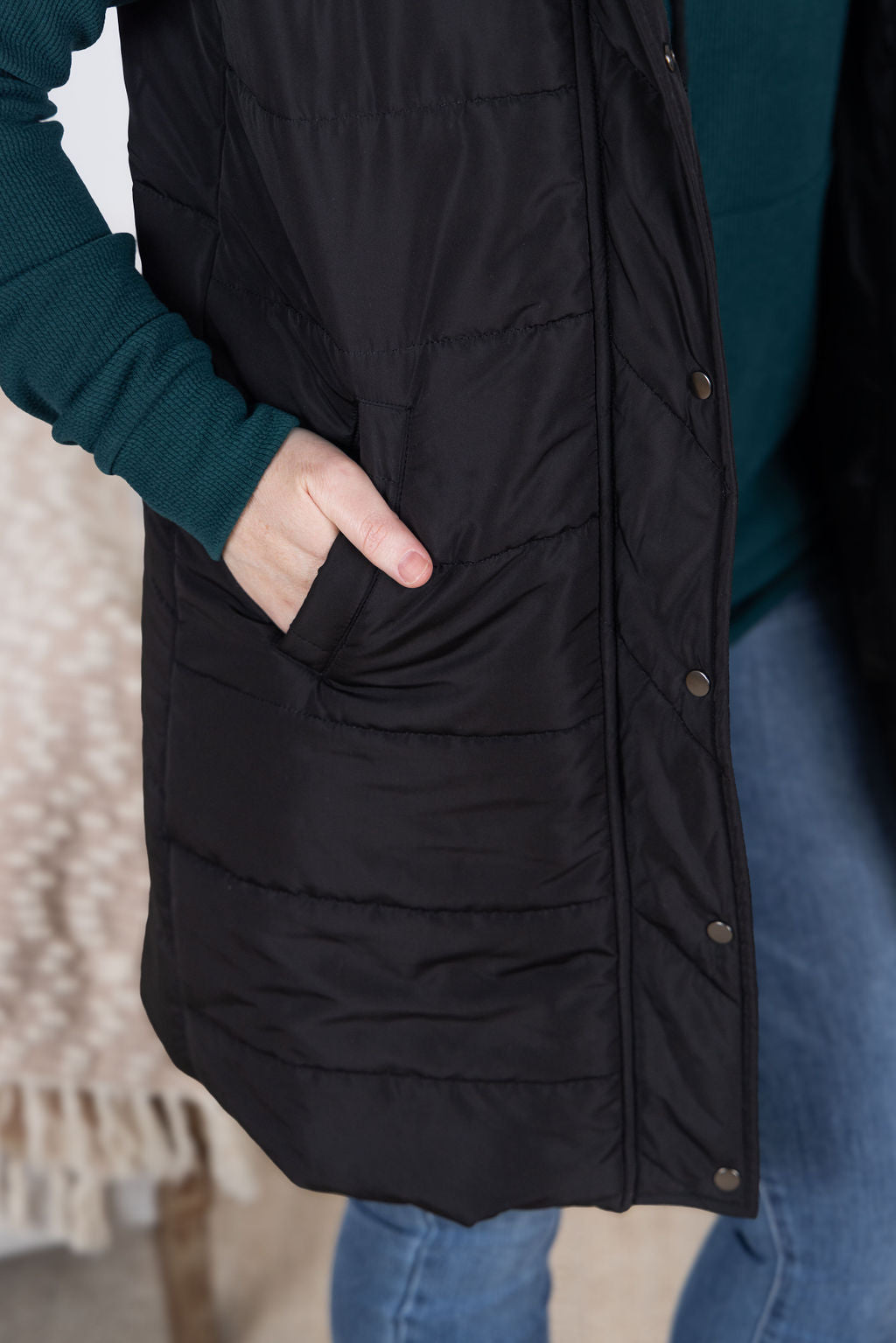 Harlow Long Vest - Black