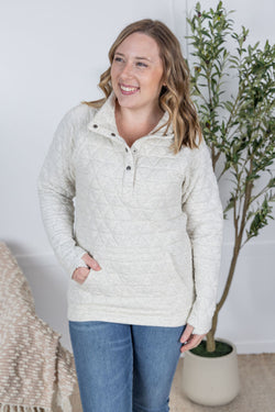 Geometric Button Snap Pullover - Oatmeal