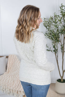 Geometric Button Snap Pullover - Oatmeal